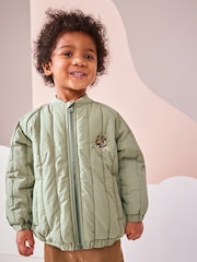 Sage Green Quilt Embroidered Bomber Jacket (3mths-7yrs) - Image 2 of 9