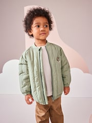 Sage Green Quilt Embroidered Bomber Jacket (3mths-7yrs) - Image 3 of 9