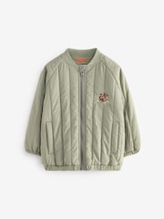 Sage Green Quilt Embroidered Bomber Jacket (3mths-7yrs) - Image 4 of 9