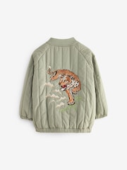 Sage Green Quilt Embroidered Bomber Jacket (3mths-7yrs) - Image 6 of 9
