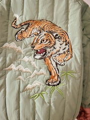 Sage Green Quilt Embroidered Bomber Jacket (3mths-7yrs) - Image 7 of 9