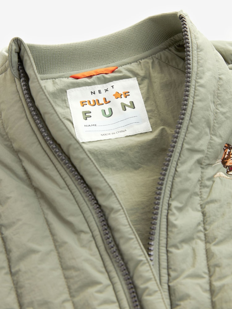 Sage Green Quilt Embroidered Bomber Jacket (3mths-7yrs) - Image 9 of 9