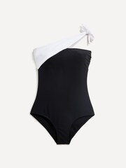 Linzi Black Talum One Shoulder Tie Detail Tummy Control Swimsuit - Image 5 of 7