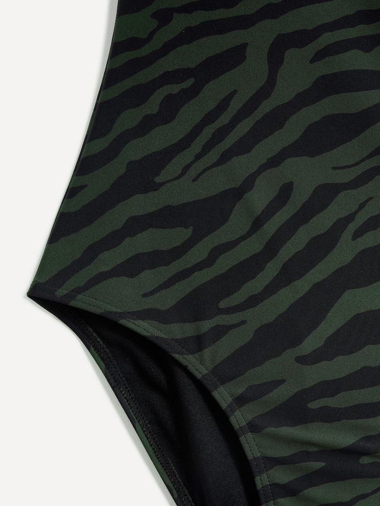 Linzi Green Talum One Shoulder Tie Detail Tummy Control Swimsuit - Image 6 of 6