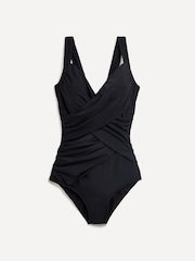 Linzi Black Sorrento Drape Detail Tummy Control Swimsuit - Image 6 of 9