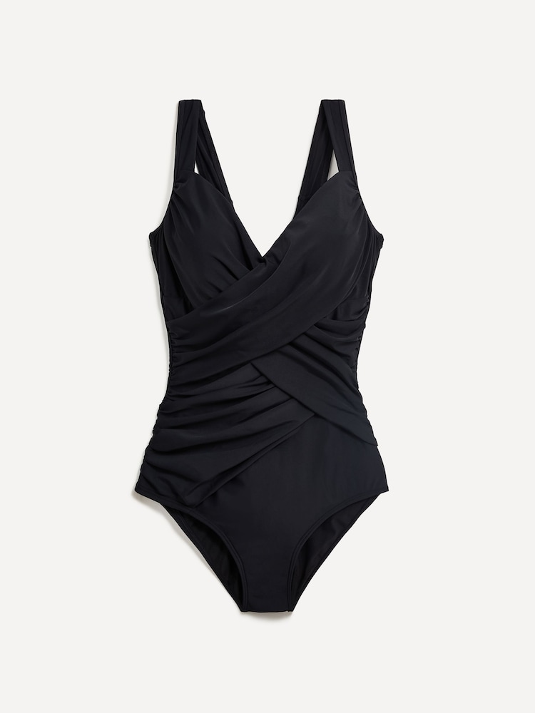 Linzi Black Sorrento Drape Detail Tummy Control Swimsuit - Image 6 of 9