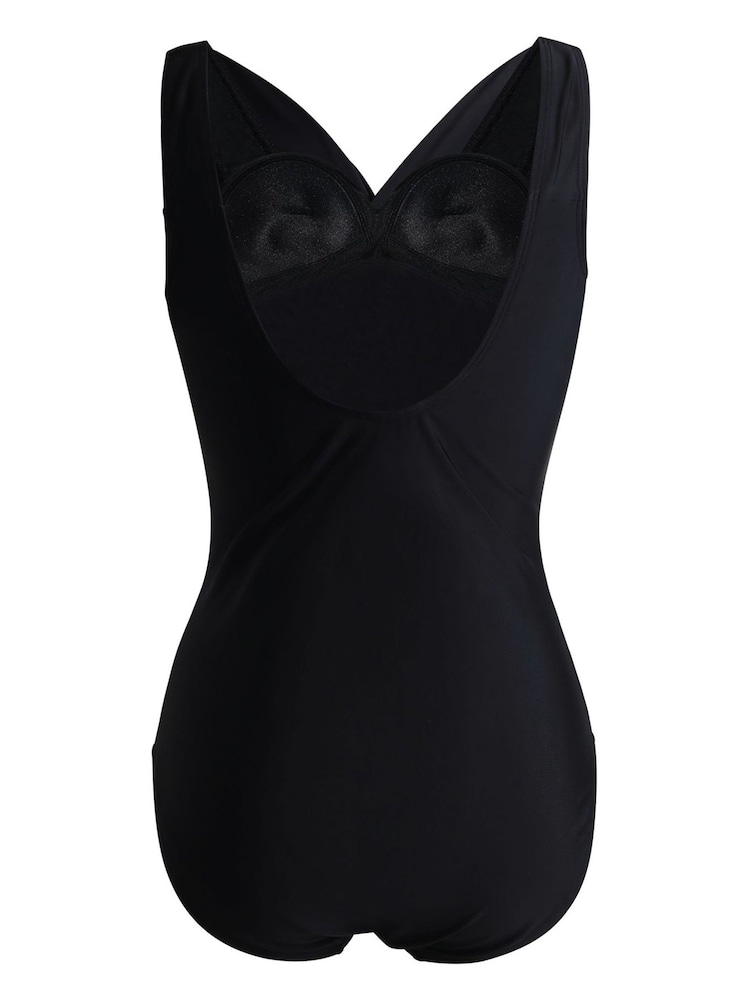 Linzi Black Sorrento Drape Detail Tummy Control Swimsuit - Image 7 of 9