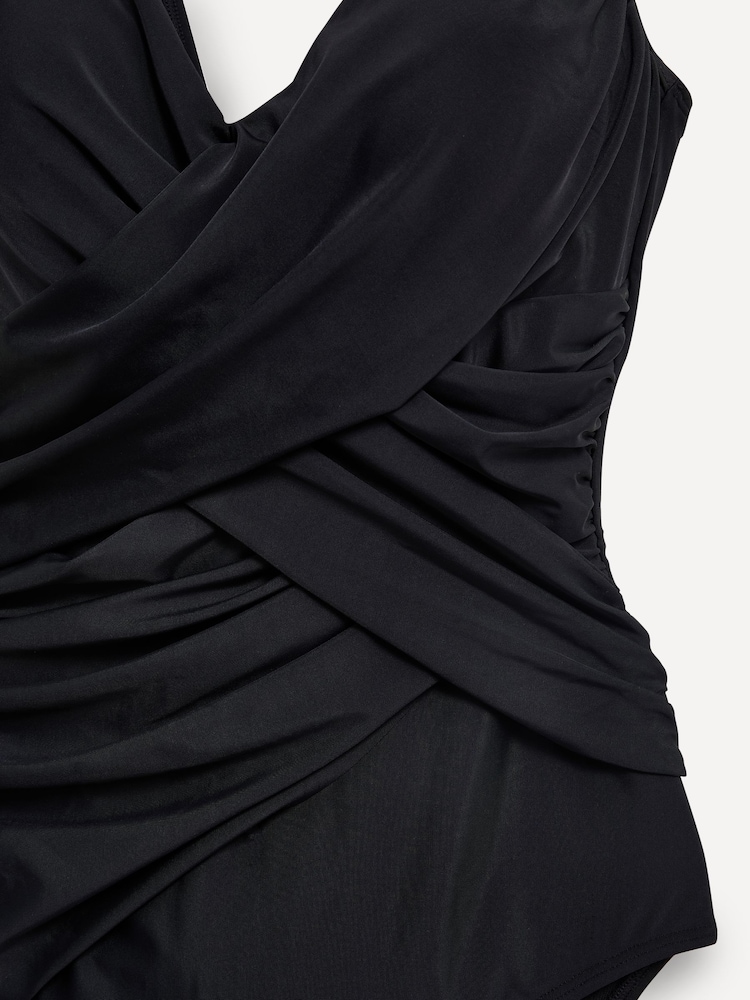 Linzi Black Sorrento Drape Detail Tummy Control Swimsuit - Image 8 of 9