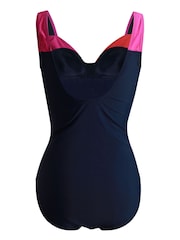 Linzi Navy, Pink & Red Sorrento Drape Detail Tummy Control Swimsuit - Image 4 of 4
