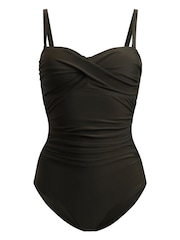 Linzi Khaki Green Capri Bandeau Soft Cupped Tummy Control Swimsuit With Detachable Straps - Image 3 of 4