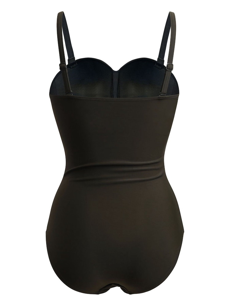 Linzi Khaki Green Capri Bandeau Soft Cupped Tummy Control Swimsuit With Detachable Straps - Image 4 of 4