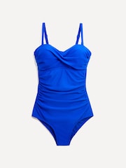 Linzi Cobalt Blue Capri Bandeau Soft Cupped Tummy Control Swimsuit With Detachable Straps - Image 3 of 6