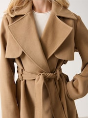Pretty Lavish Brown Logan Felted Warp Trench - Image 3 of 3