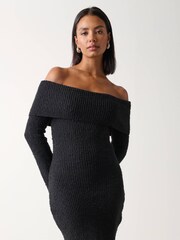 Pretty Lavish Black Elodie Mini Bardot Knitted Jumper Dress - Image 3 of 4