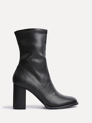 Linzi Black Bluebell Sock Style Ankle Boots With Block Heel - Image 2 of 5