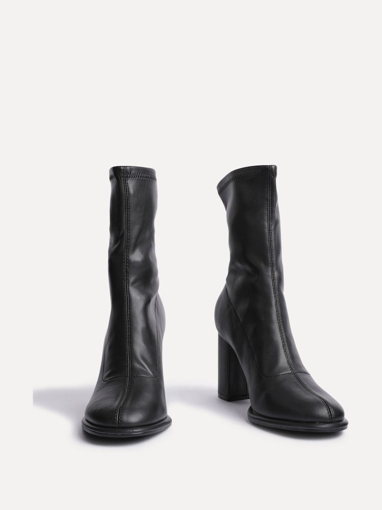 Linzi Black Bluebell Sock Style Ankle Boots With Block Heel - Image 3 of 5