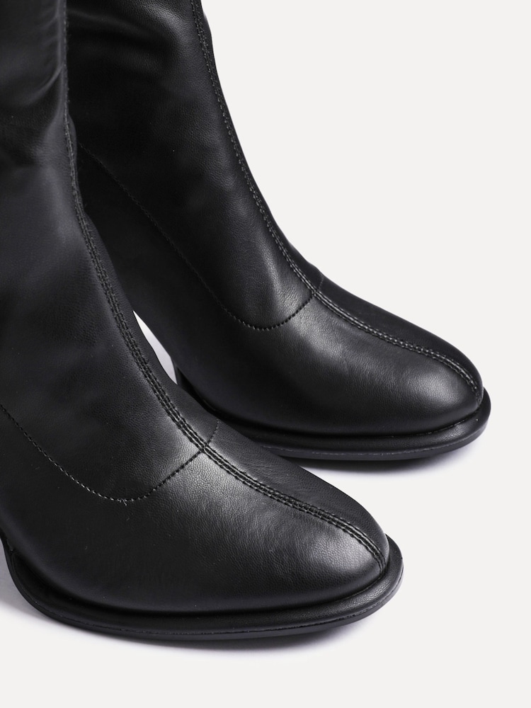 Linzi Black Bluebell Sock Style Ankle Boots With Block Heel - Image 4 of 5