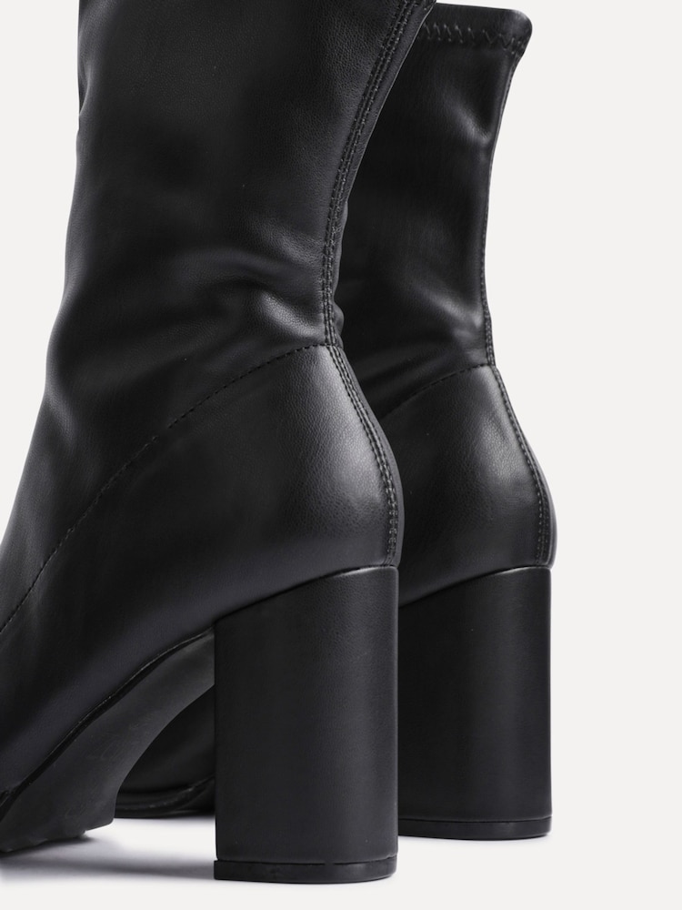 Linzi Black Bluebell Sock Style Ankle Boots With Block Heel - Image 5 of 5