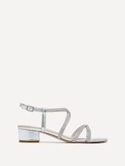 Linzi Silver Glow Barely There Low Block Heeled Sandals With Diamante Straps - Image 2 of 5