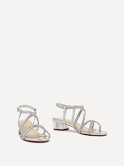 Linzi Silver Glow Barely There Low Block Heeled Sandals With Diamante Straps - Image 3 of 5