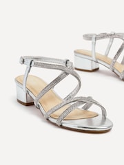 Linzi Silver Glow Barely There Low Block Heeled Sandals With Diamante Straps - Image 5 of 5