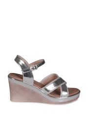 Silber - Linzi Joslyn Espadrilles mit überkreuzten verzierten Riemen und Keilabsatz - Bild 3 von 8