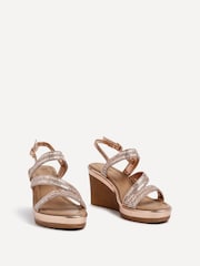 Linzi Gold Bianco Wedge Sandals With Embellished Strappy Front Detail - Image 3 of 5