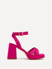 Linzi Pink Giselle Platform Heeled Sandals With Cross Front Straps - Image 2 of 8