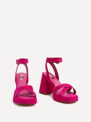 Linzi Pink Giselle Platform Heeled Sandals With Cross Front Straps - Image 3 of 8
