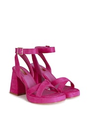 Linzi Pink Giselle Platform Heeled Sandals With Cross Front Straps - Image 4 of 8