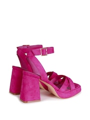 Linzi Pink Giselle Platform Heeled Sandals With Cross Front Straps - Image 5 of 8
