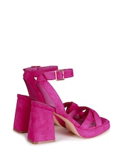 Linzi Pink Giselle Platform Heeled Sandals With Cross Front Straps - Image 6 of 8