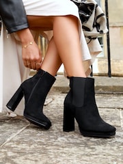 Linzi Black Kaci Platform Block Heeled Ankle Boots - Image 1 of 4
