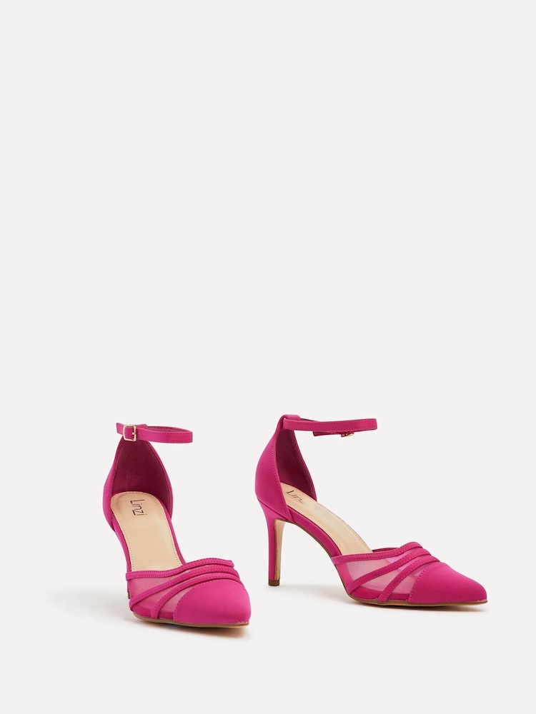 Linzi Pink Serri Court Stiletto Heels With Mesh Front Detail - Image 3 of 5