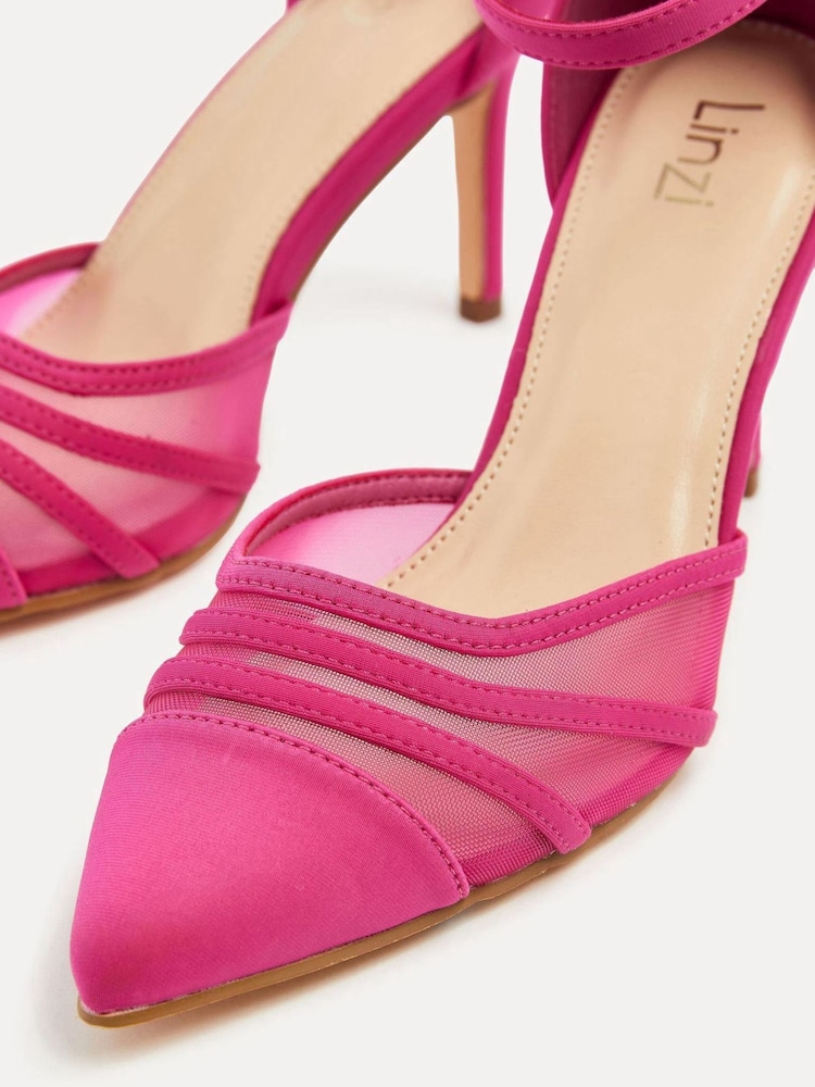Linzi Pink Serri Court Stiletto Heels With Mesh Front Detail - Image 5 of 5