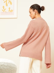 Love & Roses Blush Cosy Crew Neck Longline Jumper - Image 3 of 4