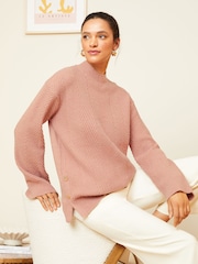 Love & Roses Blush Cosy Crew Neck Longline Jumper - Image 4 of 4