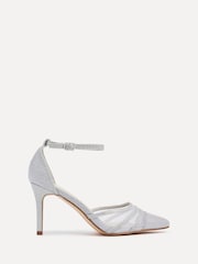 Linzi Silver Serri Court Stiletto Heels With Mesh Front Detail - Image 2 of 5