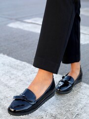 Linzi Black Kortez Loafers With Bow Trim - Image 1 of 4