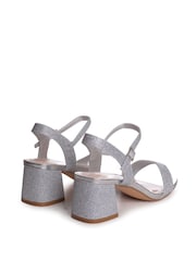 Linzi Silver Glitter Darcie Low Chunky Block Heeled Sandals - Image 16 of 16