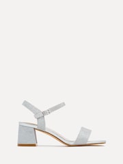 Linzi Silver Glitter Darcie Low Chunky Block Heeled Sandals - Image 2 of 5