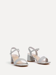 Linzi Silver Glitter Darcie Low Chunky Block Heeled Sandals - Image 3 of 5