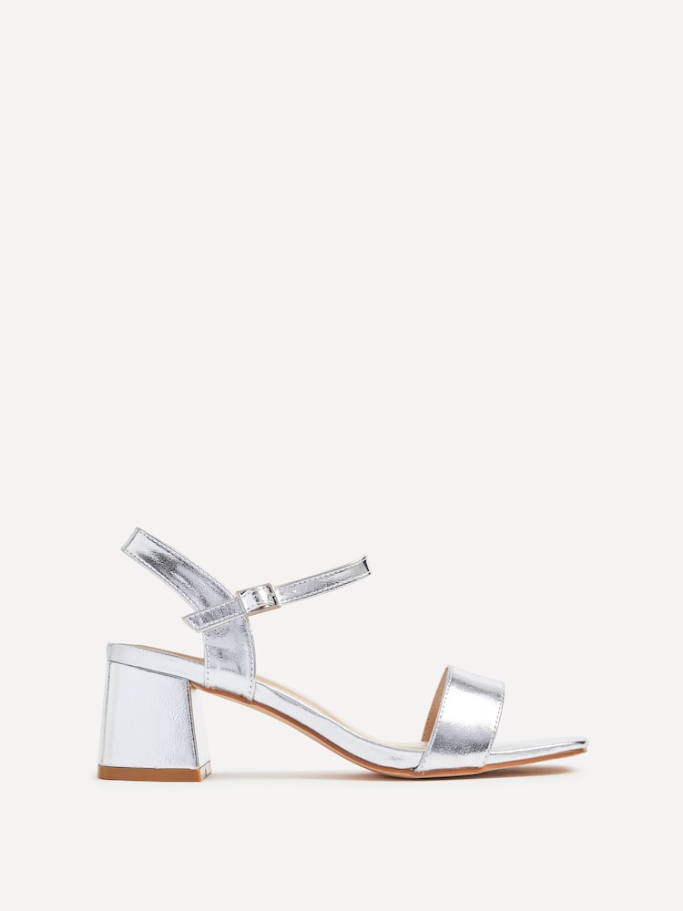 Linzi Silver Darcie Low Chunky Block Heeled Sandals - Image 2 of 5