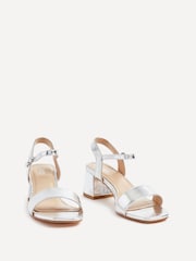 Linzi Silver Darcie Low Chunky Block Heeled Sandals - Image 3 of 5