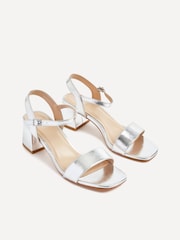 Linzi Silver Darcie Low Chunky Block Heeled Sandals - Image 4 of 5