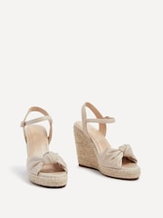 Linzi Cream Rio Rope Platform Espadrille Wedges With Knotted Front Strap - Image 3 of 5