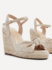 Linzi Cream Rio Rope Platform Espadrille Wedges With Knotted Front Strap - Image 5 of 5
