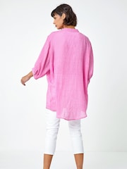 Roman Pink Oversized Plain Cotton Blend Shirt - Image 2 of 5