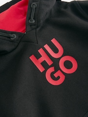 HUGO Black HUGO Logo Hoodie - Image 3 of 4