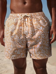Orange Geo Tile Printed Swim Shorts - Image 1 of 12